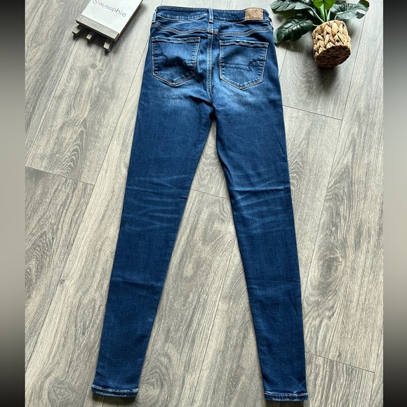 American eagle otfitters super stretch medium wash whiskered skinny jeans 4 Long - Picture 5 of 11
